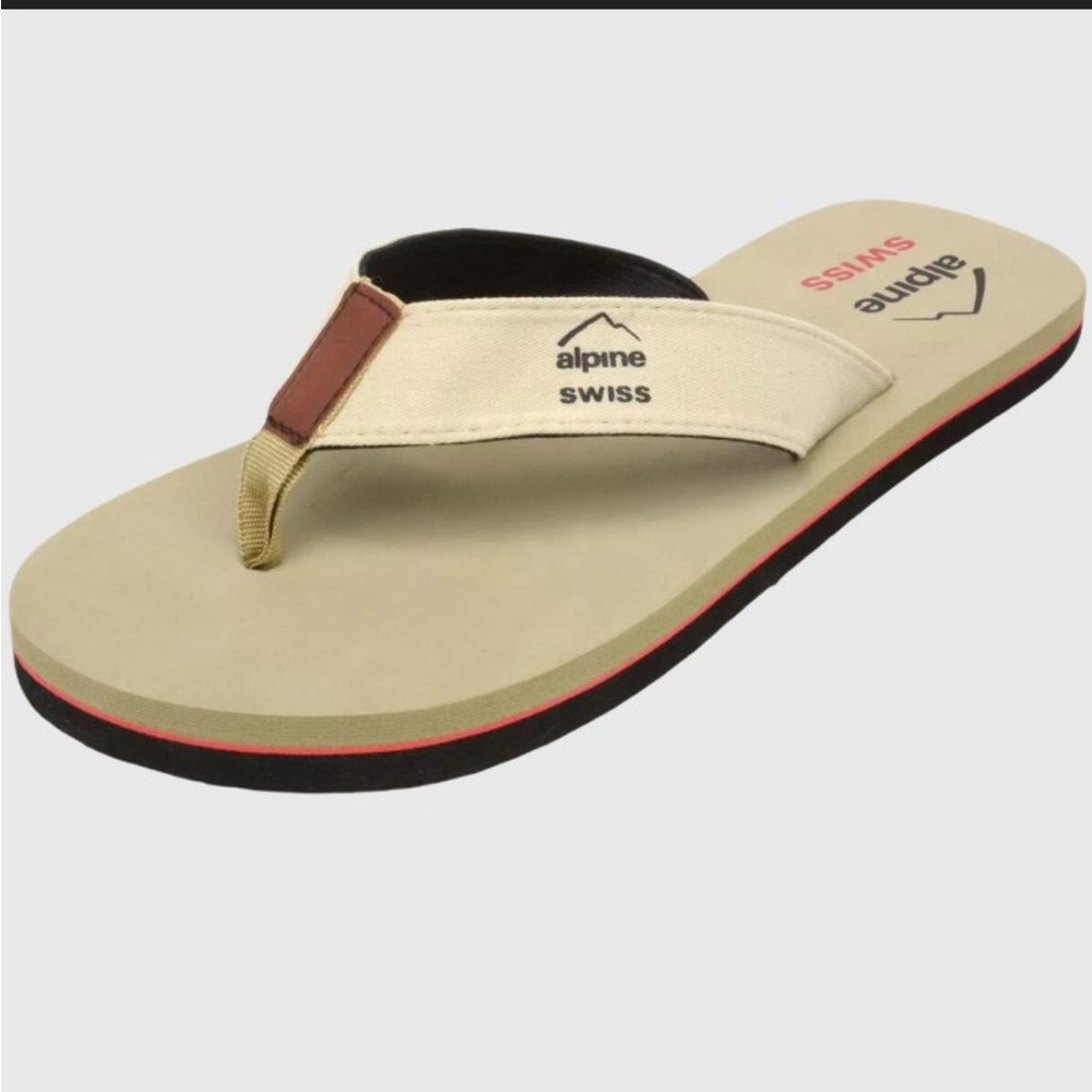 NWT Alpine Swiss Beige and Black Sandals/FlipFlops size 15